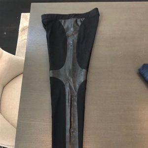 bebe leather trim leggings